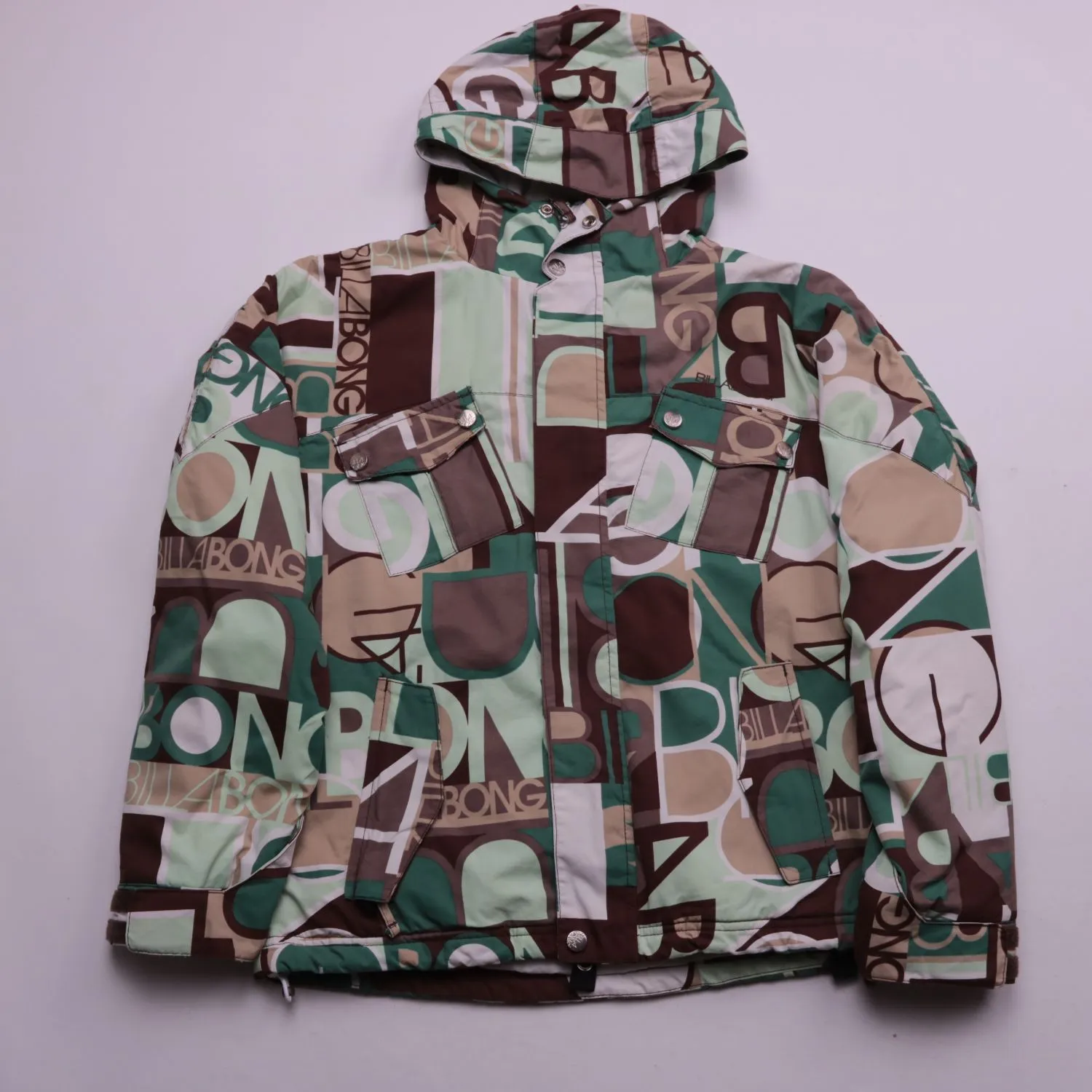 Разноцветная зимняя куртка Billabong с капюшоном, размер 42 (S)