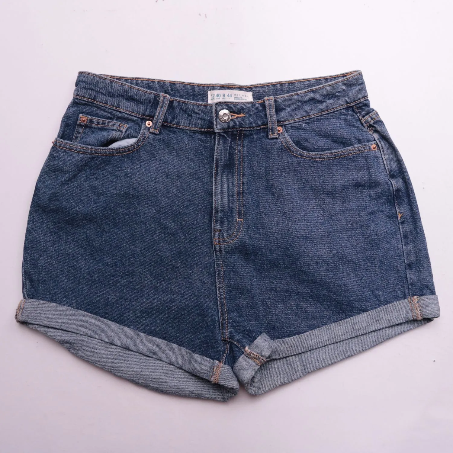 Синие джинсовые шорты Denim Co. с отворотами, размер 46 (M)
