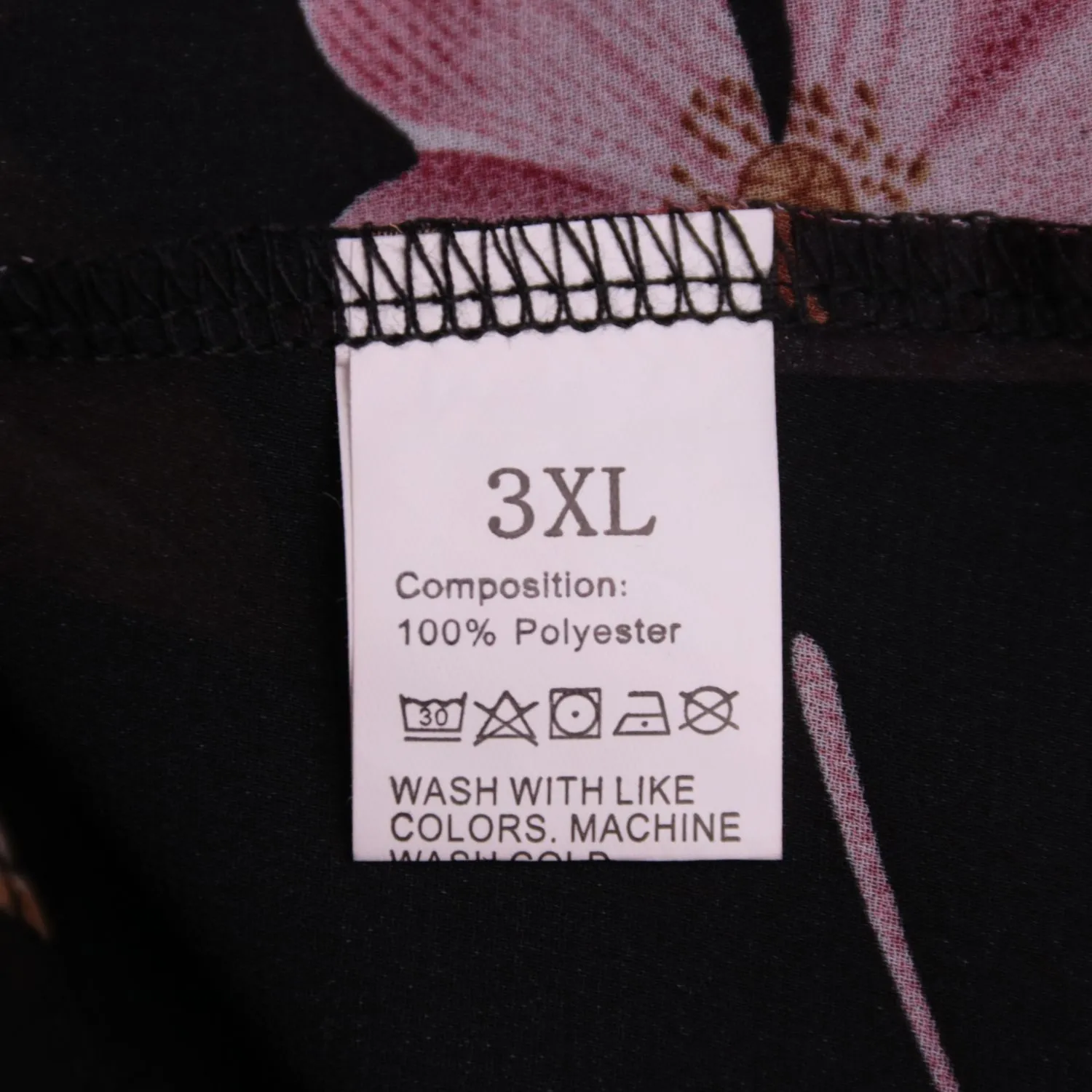 Женский чёрный топ с цветочным принтом, размер 56 (3XL)