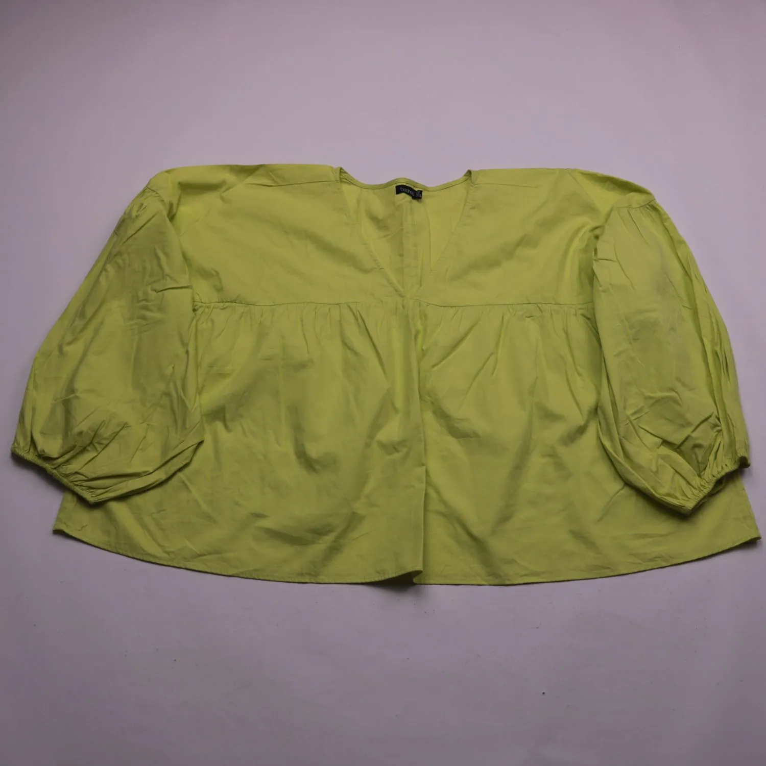 Салатовая блузка boohoo с объёмными рукавами, размер 58 (4XL)