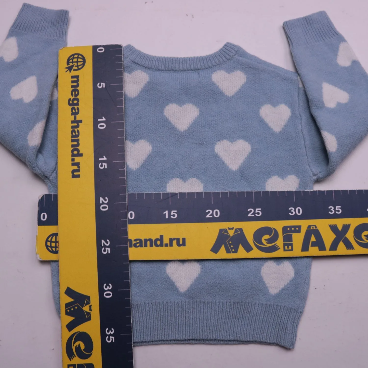 Голубой джемпер SHEIN с узором из сердец, размер 110 см (5 лет)