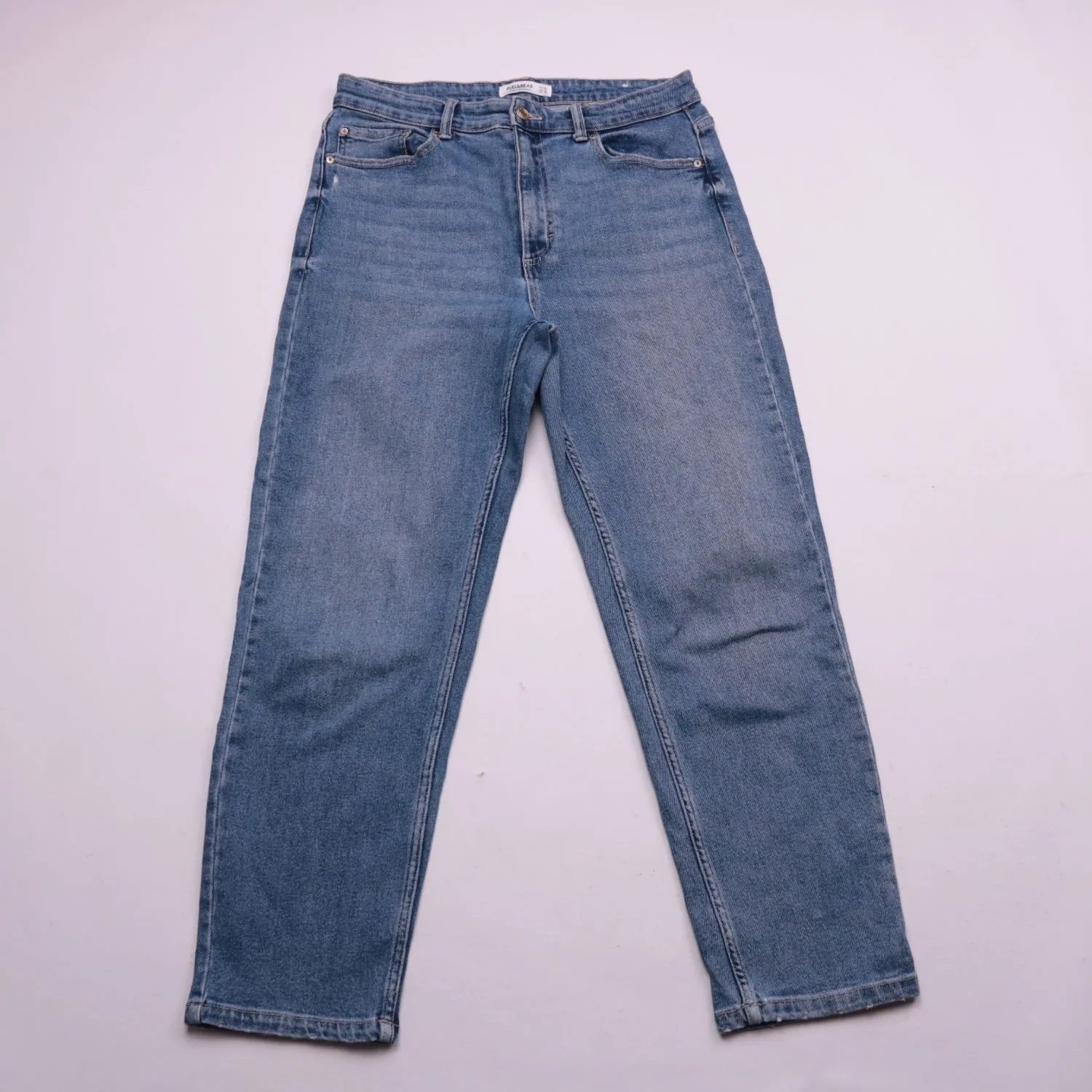 Синие прямые джинсы Pull&Bear из денима, размер 48 (L)