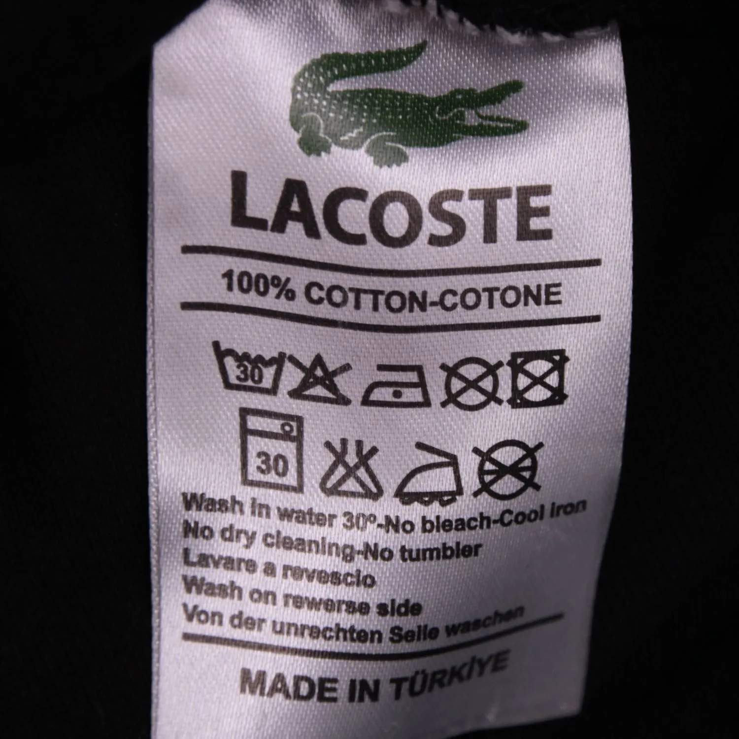 Чёрное поло Lacoste с контрастной окантовкой, размер 54 (XL)