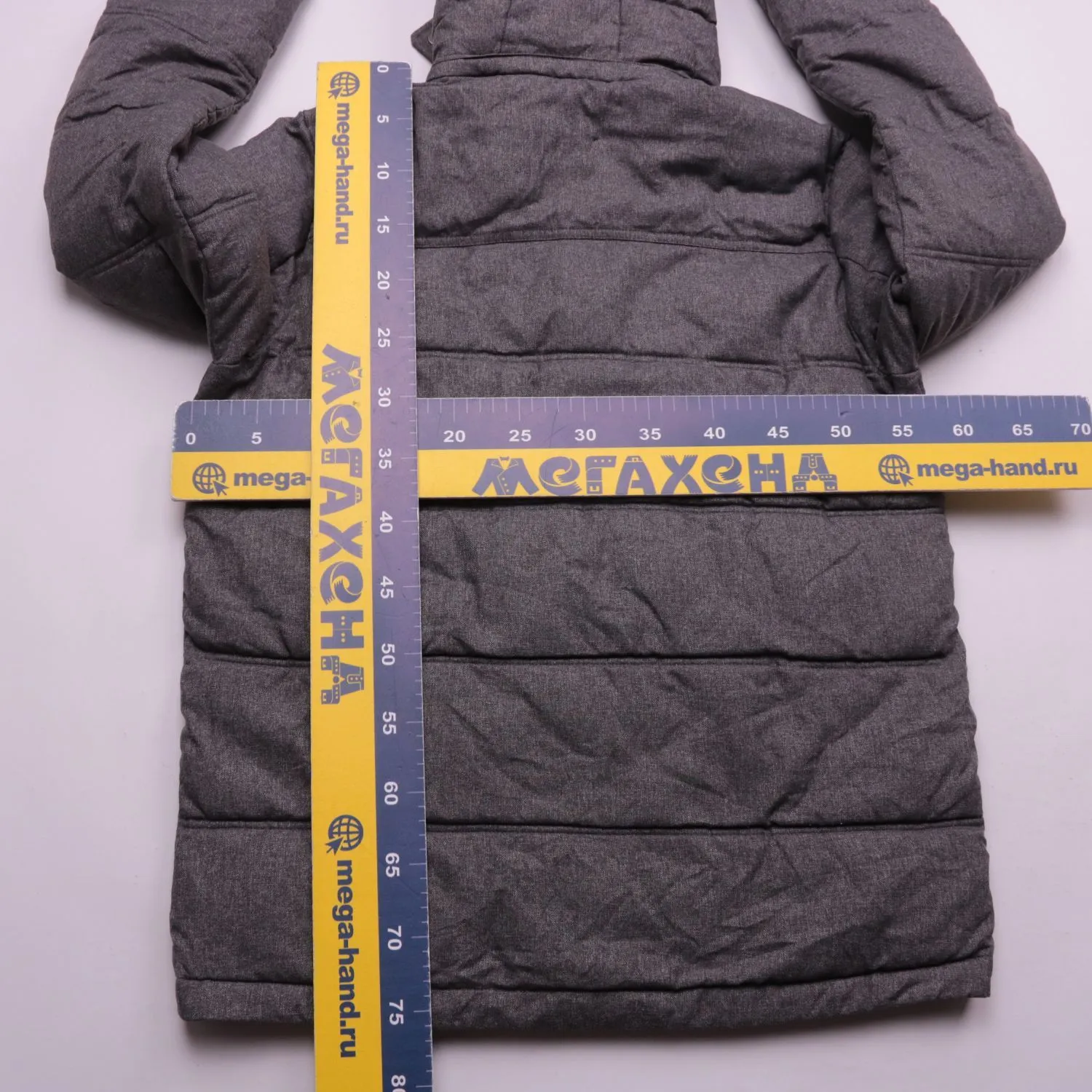 Серая зимняя куртка с капюшоном, размер 60 (3XL)