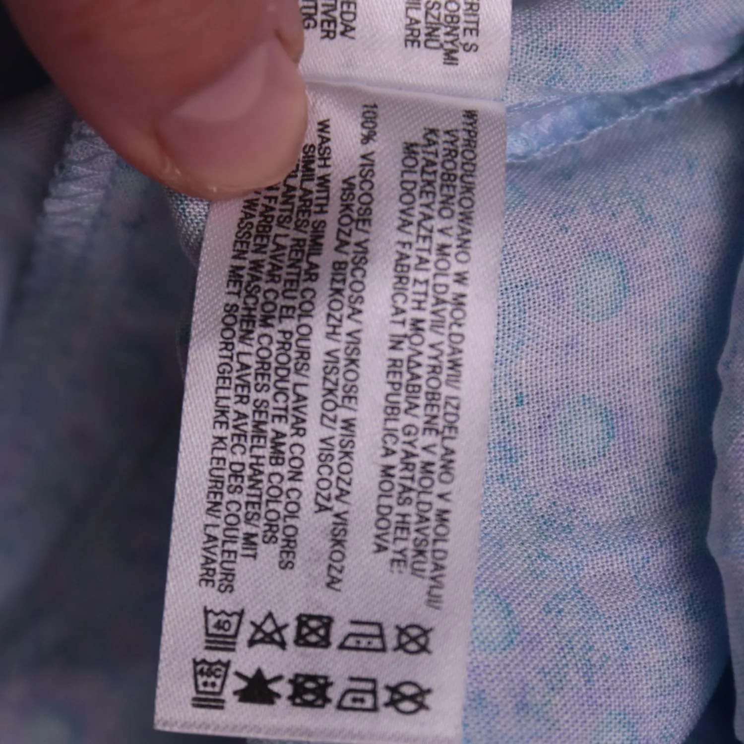 Голубая блузка Primark с цветочным принтом и бантом, размер 44 (S/M)