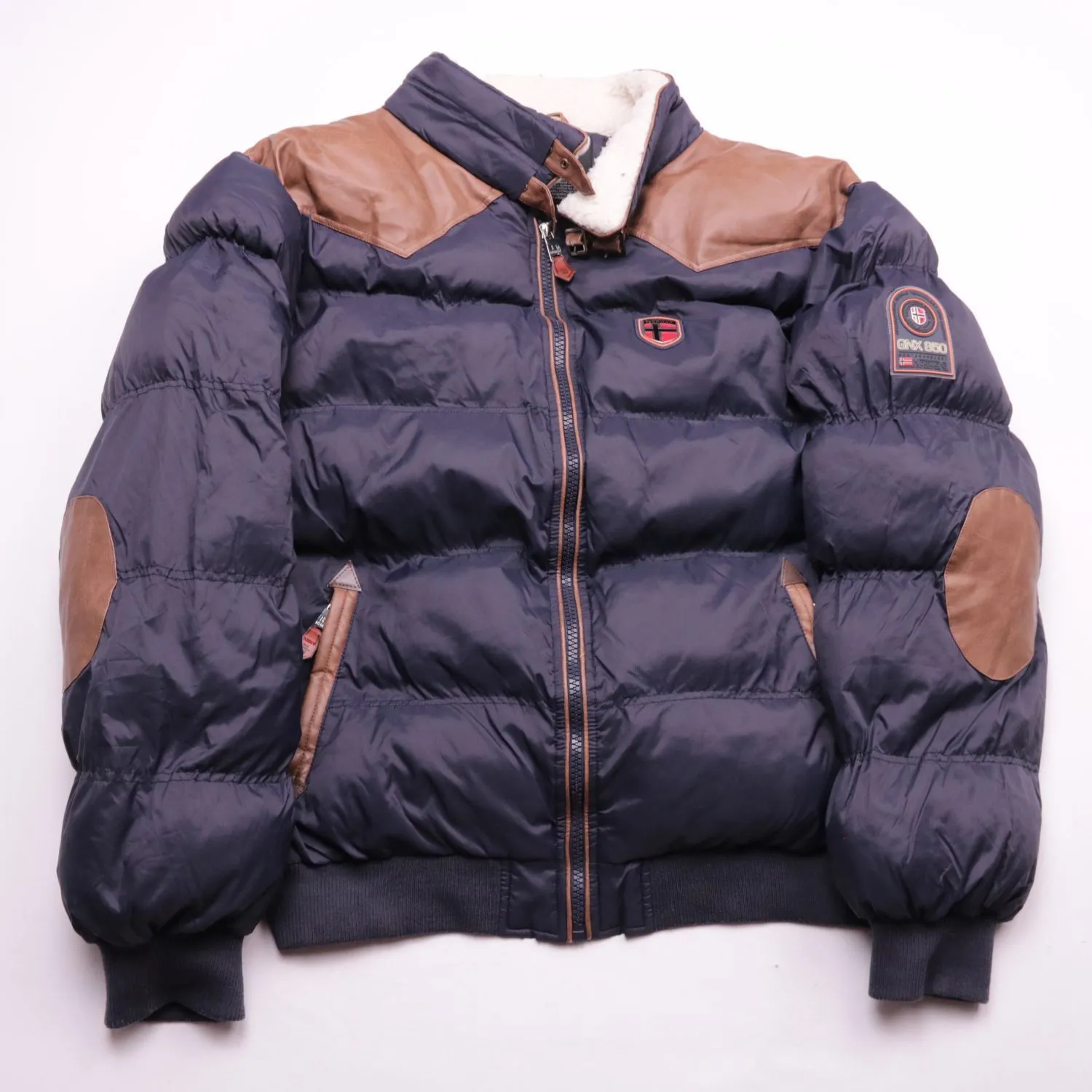 Тёмно-синяя зимняя куртка Geographical Norway на молнии, размер 60 (3XL)