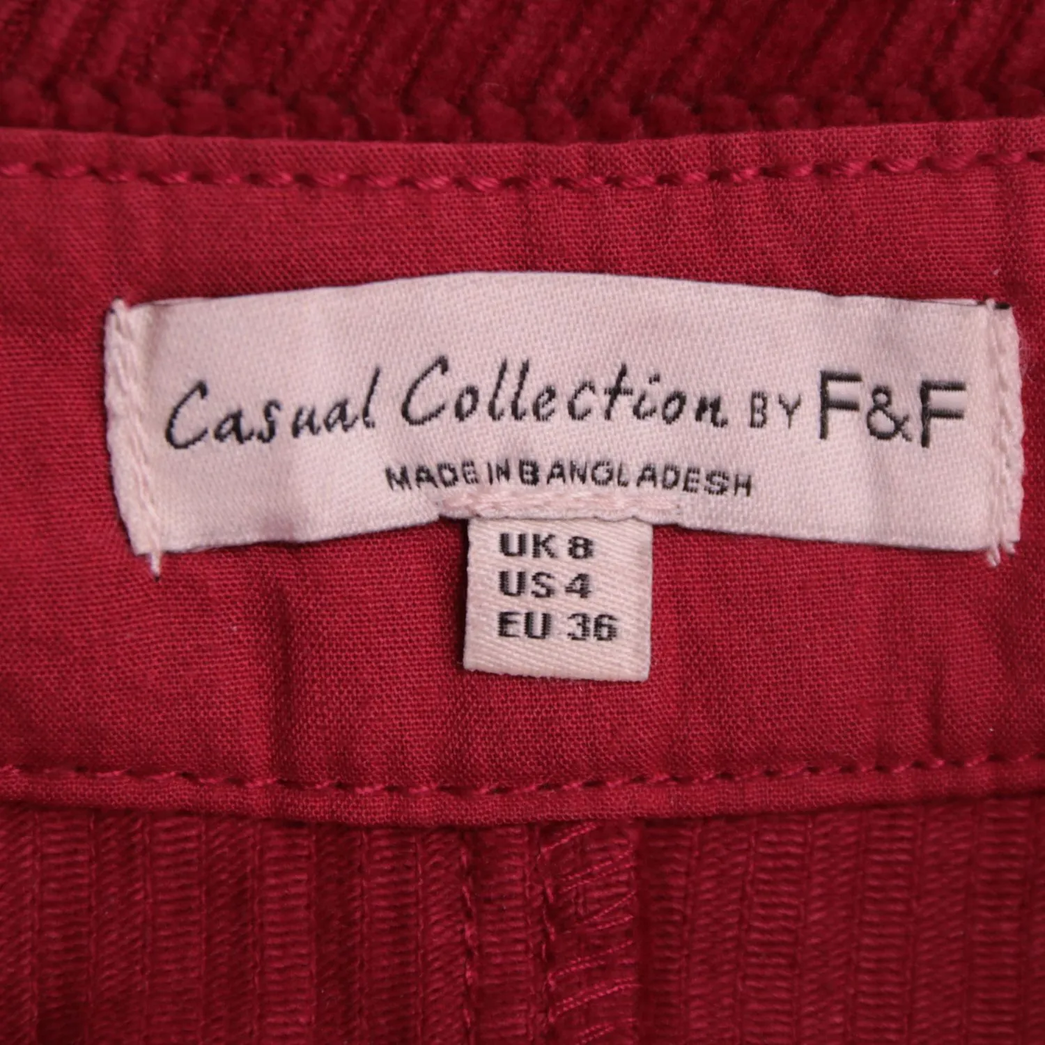 Бордовая юбка F&F из фактурного вельвета, размер 42 (S)