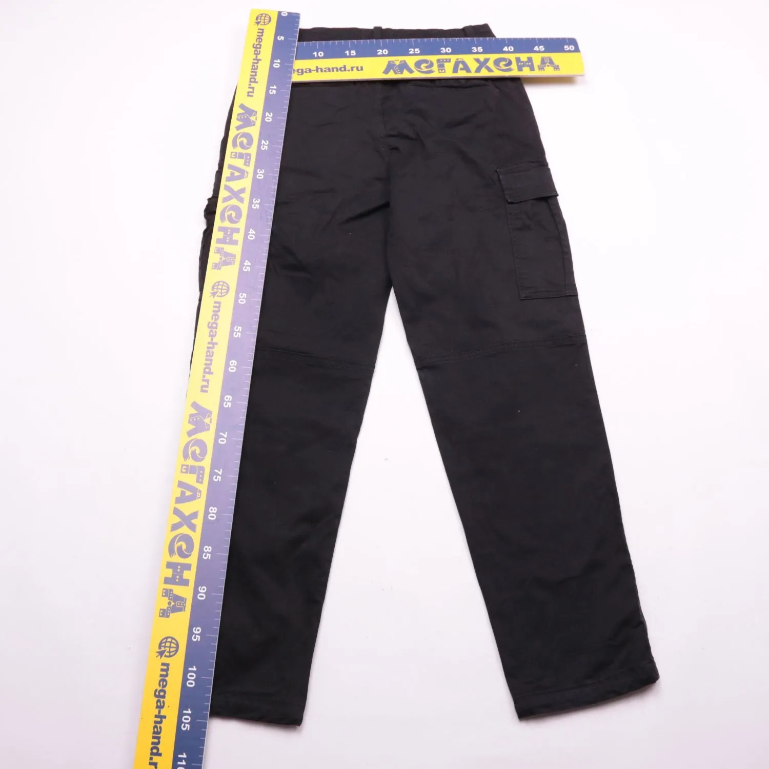 Чёрные брюки карго JACK & JONES с накладными карманами, размер 48 (M)