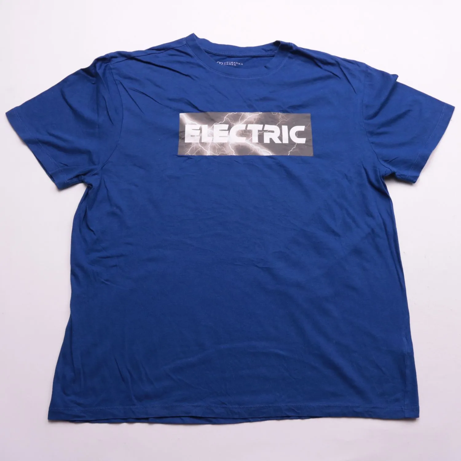 Синяя футболка Primark с принтом Electric, размер 54 (XL)