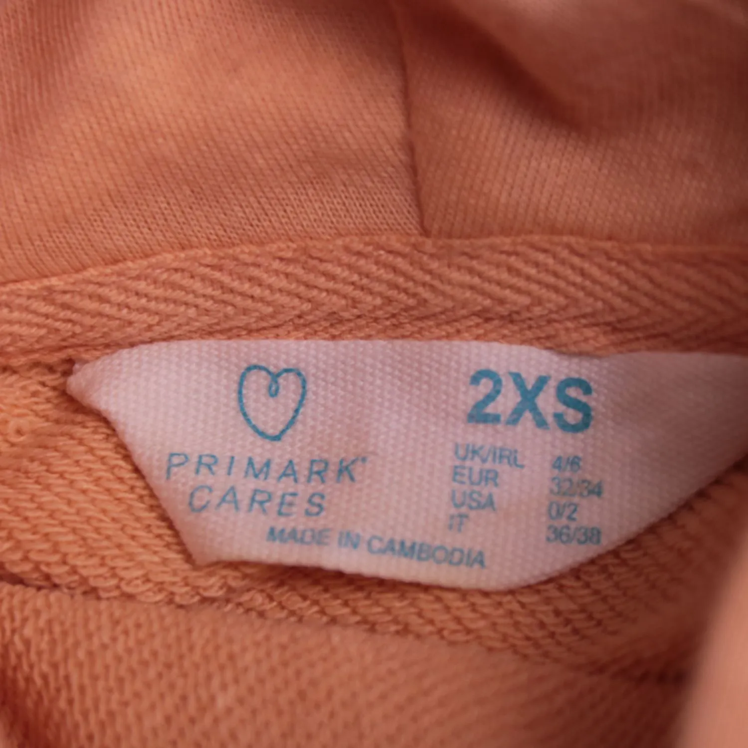 Персиковая толстовка Primark с капюшоном, размер 38 (XXS)
